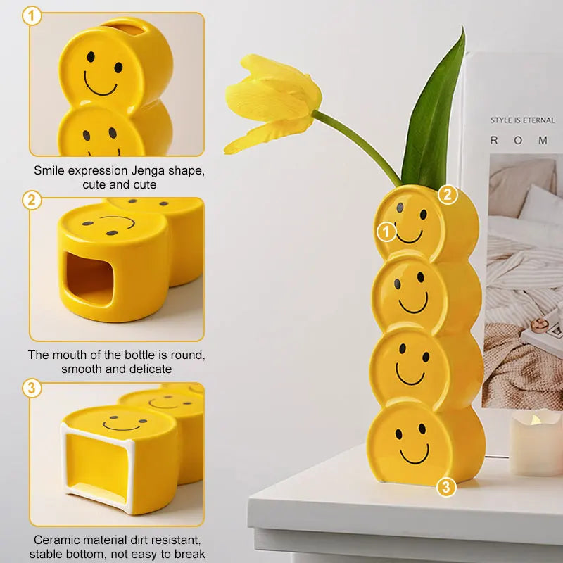 Smiley ceramic vase