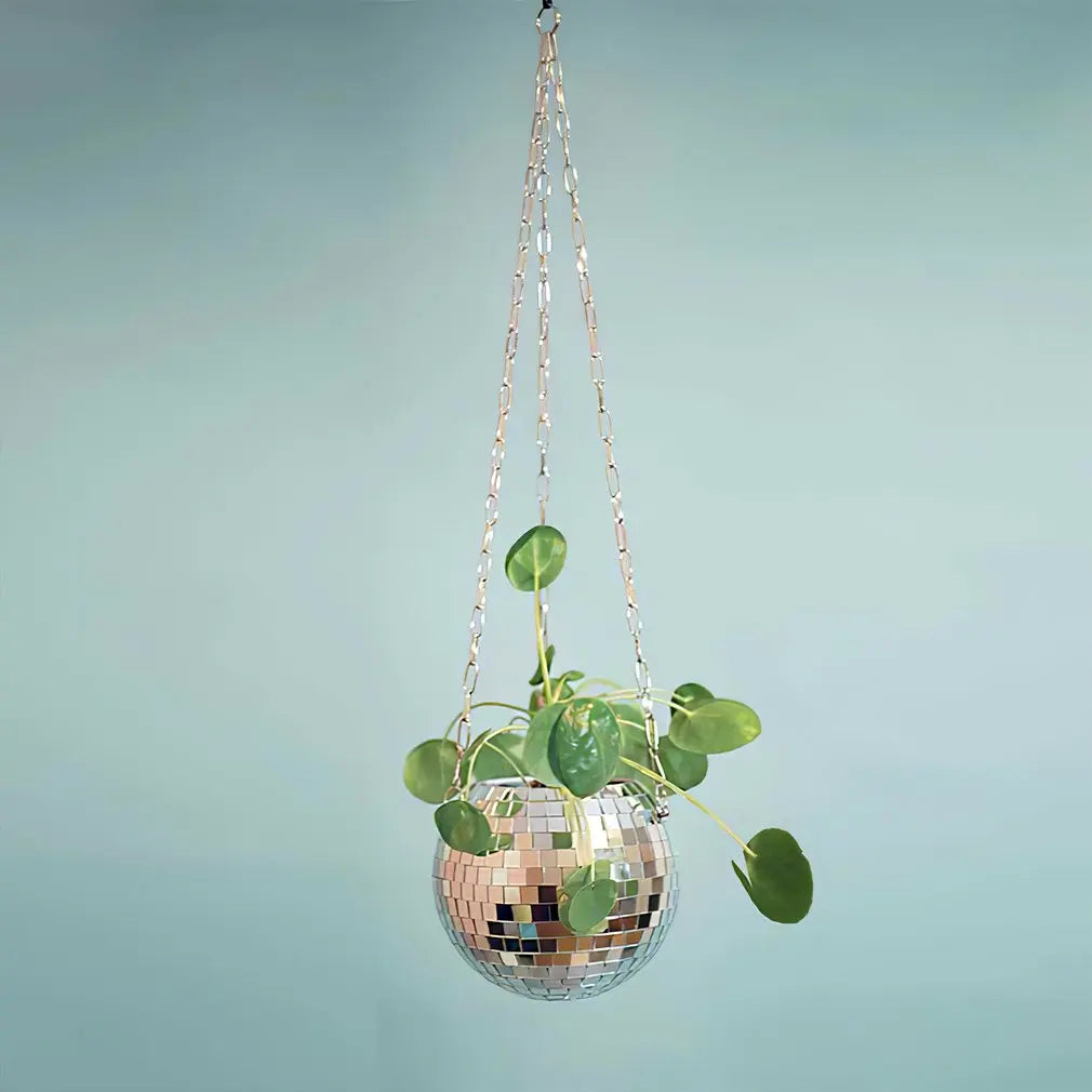 Disco ball hanging flower pot