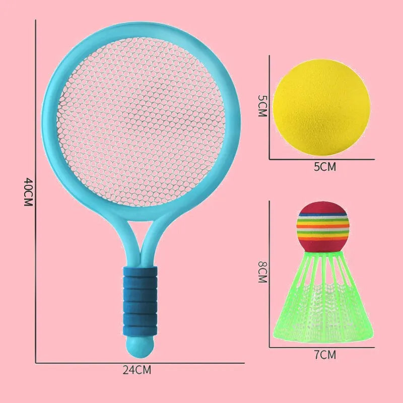 Blauw/ Roze badminton set