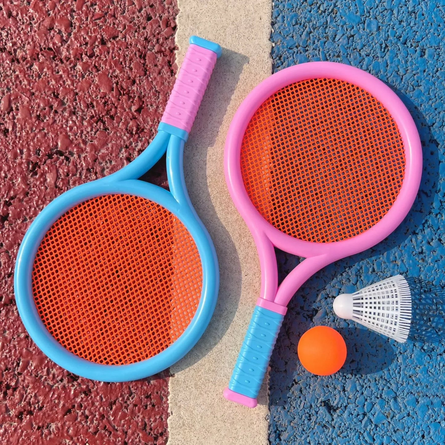 Blauw/ Roze badminton set